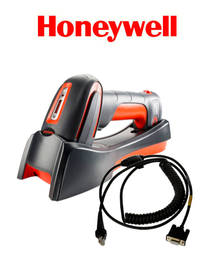 [1981IFR-3SER-5-N] Honeywell Escaner SER Kit: 1D/2D, enfoque FR, Bluetooth, base de carga y comunicación, Cable grado industrial RS232. Fuente de alimentación se ordena por separado, ensablado en México, rojo