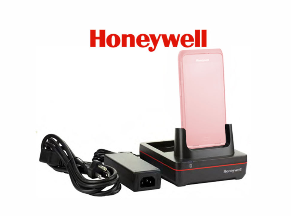 Honeywell CT40 base de operaciones no arrancada. Kit incluye base, fuente y cable de alimentación EU. Para recargar la computadora y batería de repuesto. Admite cliente USB a través del conector USB tipo B.