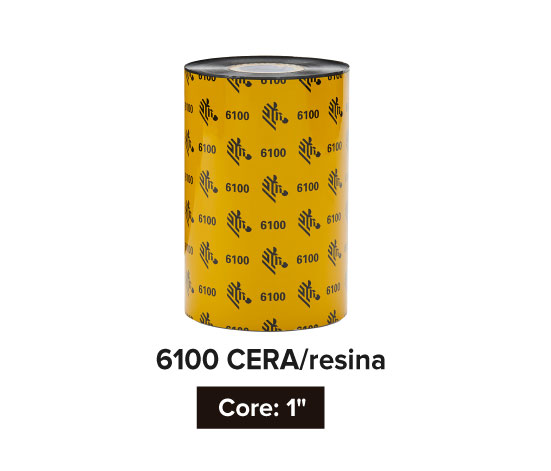 [06100BK11045] Zebra, caja de ribbons cera/resina, 110mm x 450m, 6100 caja con 6 rollos