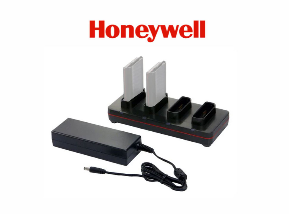 [CX80-QBC-UV-1] Honeywell Cargador de batería cuádruple para CN80 con fuente de poder y cable de alimentación
